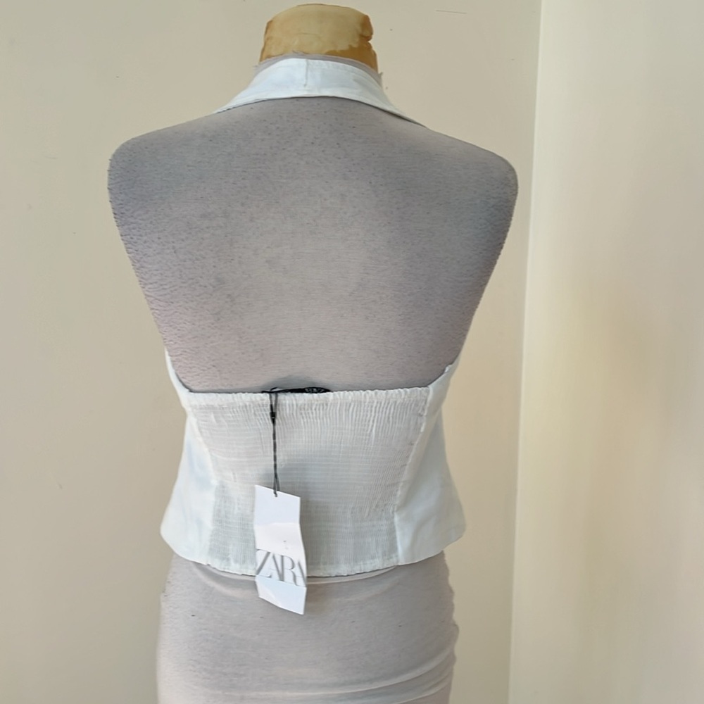 New! Zara Evru  medium Halter smocked back Top . - Picture 5 of 9